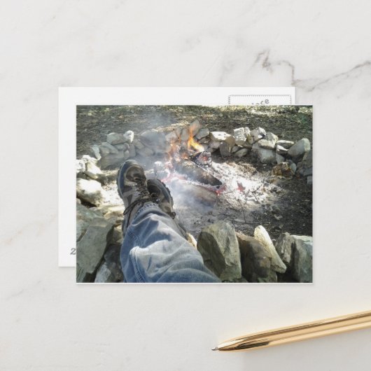 キャンプファイア葉書で私の足をアップしたチリン ポストカード (正面/裏面インサイチュ)