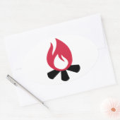 キャンプファイア記号 楕円形シール (封筒)