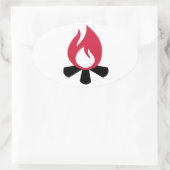 キャンプファイア記号 楕円形シール (バッグ)