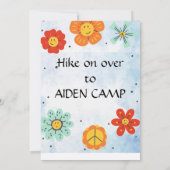 キャンプファイア誕生日バッシュ、山の上でのキャンプ 招待状 (裏面)