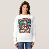 キャンプファイア、ココア、クリスマス応援：居心地の良い スウェットシャツ (正面フル)