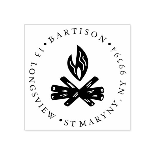 キャンプファイアS'MOREラウンド差出人住所 ラバースタンプ (インプリント)