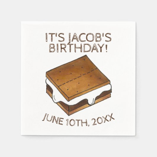 キャンプファイアS'mores Marshmallow Smores誕生日パーティー スタンダードカクテルナプキン (正面)
