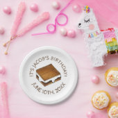 キャンプファイアS'mores Marshmallow Smores誕生日パーティー ペーパープレート (パーティー)