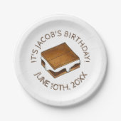 キャンプファイアS'mores Marshmallow Smores誕生日パーティー ペーパープレート (正面)