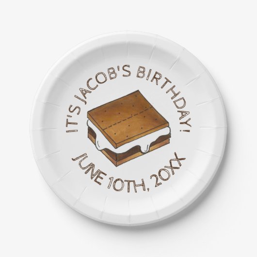 キャンプファイアS'mores Marshmallow Smores誕生日パーティー ペーパープレート (正面)