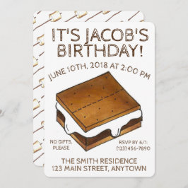 キャンプファイアS'mores Marshmallow Smores誕生日パーティー 招待状