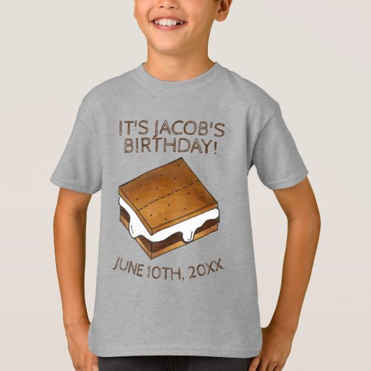 キャンプファイアS'mores Marshmallow Smores誕生日パーティー Tシャツ (正面)