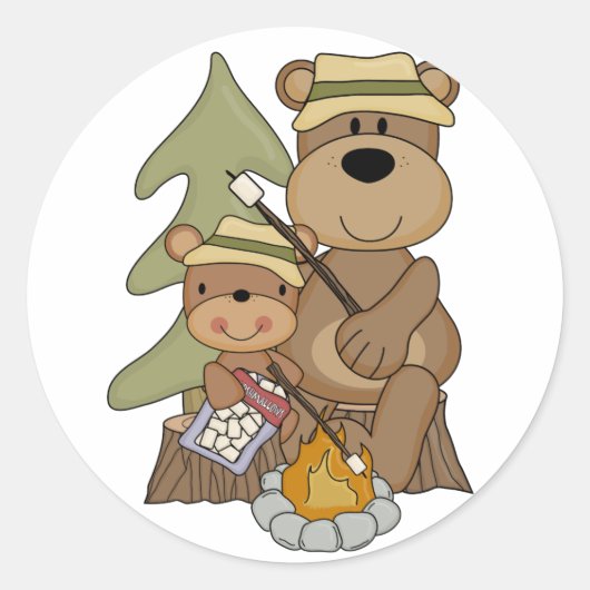 キャンプファイアTシャツとギフト ラウンドシール (正面)