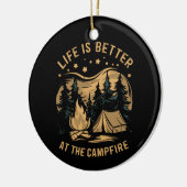 キャンプファイヤーでライフスタイルがもっと良くなる キャンパー キャンプ キャンピング セラミックオーナメント (左)