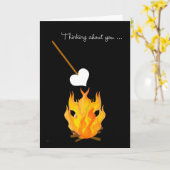 キャンプファイヤーとのあなたについて考えているキャンプの子供 カード (黄色い花)