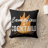キャンプファイヤーとカクテル クッション (ブランケット)