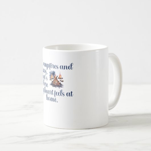 キャンプファイヤーとスター、それが私のハート感じ コーヒーマグカップ (正面右)