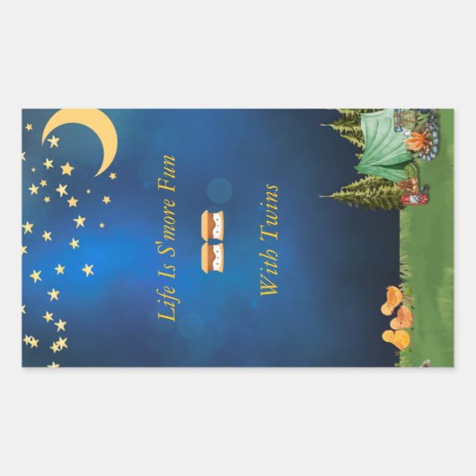 キャンプファイヤーとスモアのステッカー 長方形シール (正面)