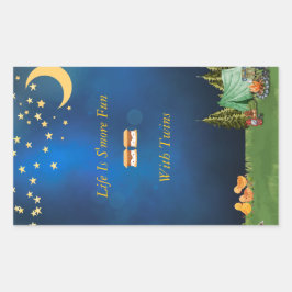 キャンプファイヤーとスモアのステッカー 長方形シール