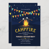 キャンプファイヤーとマシュマロの招待状 招待状 (正面/裏面)