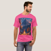 キャンプファイヤーと山々 Tシャツ (正面フル)