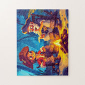 キャンプファイヤーによる海賊と古い船員の物語の共有 ジグソーパズル (縦)