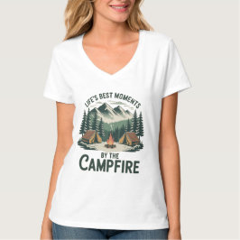 キャンプファイヤーのひととき ヴィンテージ マウンテンシーン レディース  Tシャツ