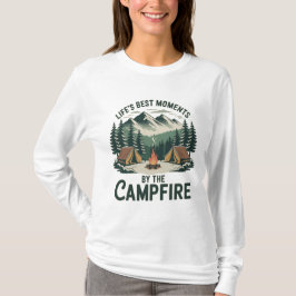 キャンプファイヤーのひととき ヴィンテージ マウンテンシーン レディース Tシャツ