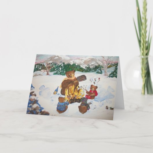 キャンプファイヤーのクリスマスカード シーズンカード (正面)