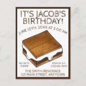 キャンプファイヤーのスモアーズ マシュマロ スモアーズ 誕生日パーティー インビテーションポストカード (正面)