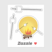 キャンプファイヤーの上でマシュマロを焙煎する シール (シート)