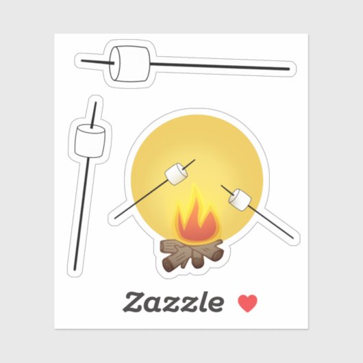 キャンプファイヤーの上でマシュマロを焙煎する シール (シート)