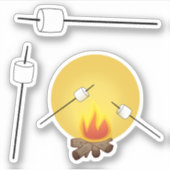 キャンプファイヤーの上でマシュマロを焙煎する シール (正面)