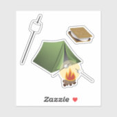 キャンプファイヤーの上でマシュマロを焙煎する シール (シート)