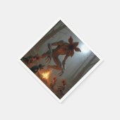 キャンプファイヤーの周りのデモゴルゴン生物 スタンダードカクテルナプキン (角)
