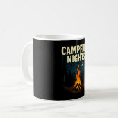 キャンプファイヤーの夜 キャンプ 森 山々 コーヒーマグカップ (正面左)