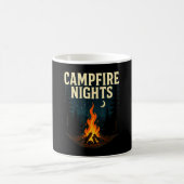 キャンプファイヤーの夜 キャンプ 森 山々 コーヒーマグカップ (中央)