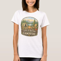 キャンプファイヤーの方が人生はもっと楽しい ウィメンズTシャツ