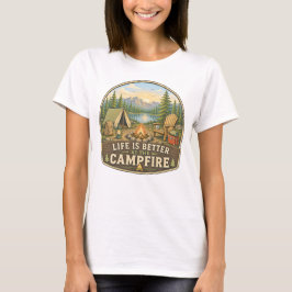 キャンプファイヤーの方が人生はもっと楽しい ウィメンズTシャツ Tシャツ