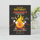 キャンプファイヤーの誕生日 バーベキューのマシュマロ 招待状 (スタンド正面)