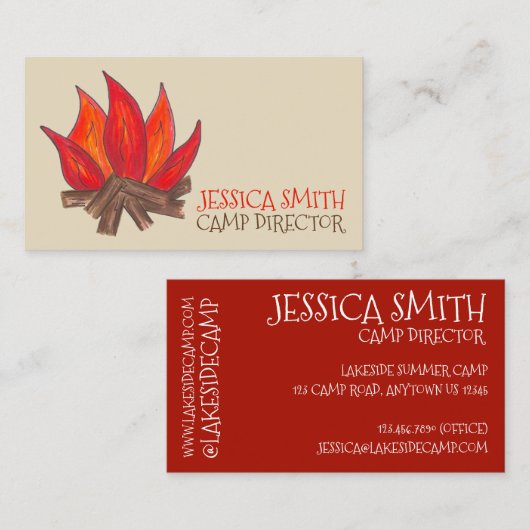 キャンプファイヤーカウンセラー監督キャンプグラウンド 名刺 (正面/裏面)