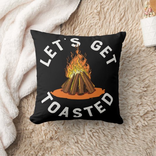 キャンプファイヤーキャンピングおもしろいを焼こう クッション (ブランケット)