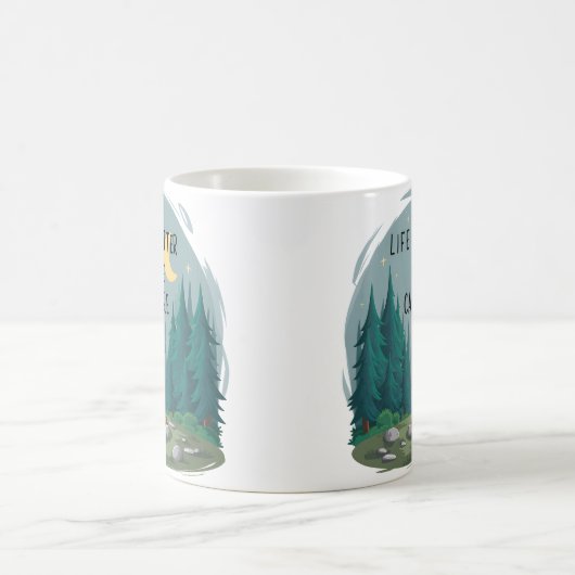 キャンプファイヤーキャンピングキャンプファイヤーの方が人生は良い コーヒーマグカップ (中央)