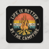 キャンプファイヤーキャンピングキャンプファイヤーの方が人生は良い スクエア名刺 (裏面)