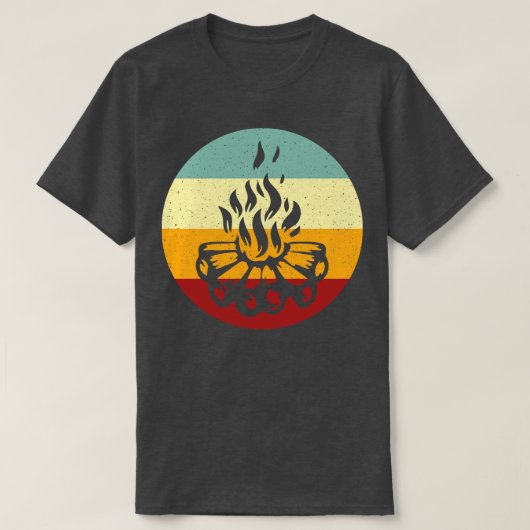 キャンプファイヤーキャンプレトロスタイル Tシャツ (デザイン正面)