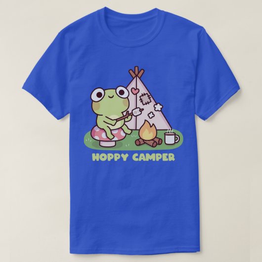 キャンプファイヤーホッピーのキャンパープンでかわいいカエル Tシャツ (デザイン正面)