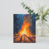 キャンプファイヤー水彩森林ペイントカード (スタンド正面)