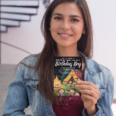 キャンプファイヤー誕生日パーティー招待状 ポストカード