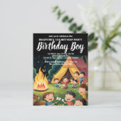 キャンプファイヤー誕生日パーティー集会招待 ポストカード (スタンド正面)