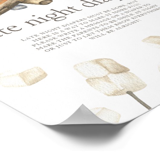 キャンプファイヤー赤ちゃんシャワー – 深夜おむつゲーム ポスター (角)