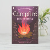 キャンプファイヤー・アドベンチャー女子誕生日パーティー招待状 招待状 (スタンド正面)