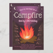 キャンプファイヤー・アドベンチャー女子誕生日パーティー招待状 招待状 (正面/裏面)