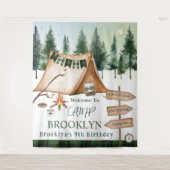 キャンプファイヤー キャンピング 焚き火 マシュマロ 屋外 誕生日 タペストリー (正面)