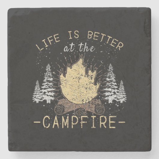 キャンプファイヤー – キャンプファイヤーの方がライフが良い ストーンコースター (正面)